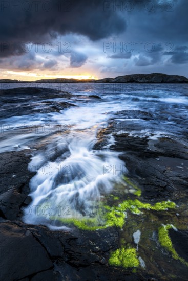 Water on the rocky coast on the Atlantic Road, Atlanterhavsveien, Karvag, Vevang, west coast,