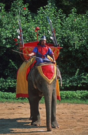 Performance with elephants at Samphran Elephant Ground and Zoo near Bangkok, Thailand, December
