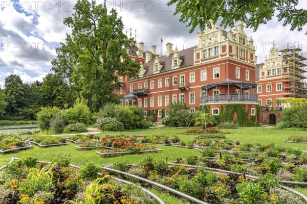 Muskau Castle in the Muskauer Park UNESCO World Heritage Site or Muzakowski Park in Bad Muskau,