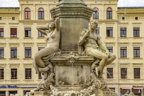 The Muschelminna fountain or Toberentzbrunnen at Postplatz in Görlitz, Upper Lusatia, Saxony,