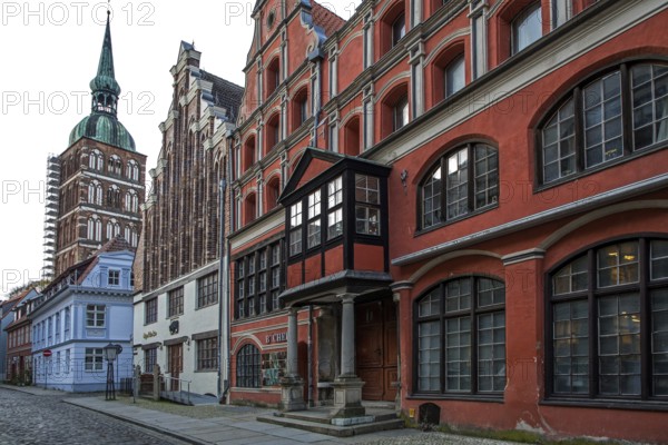Houses in the historic old town of Stralsund, UNESCO World Heritage Site, Mecklenburg-Western