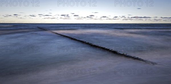 Grooves in the sea, panorama, long exposure, Zingst, Fischland-Darß-Zingst, Western Pomerania