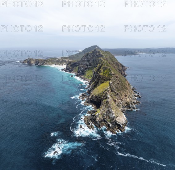 Aerial view, cliffs and sea at Cape of Good Hope, Cape Point Lighthouse, Cape Peninsula, Cape Point