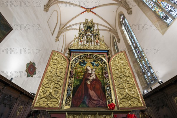 Famous medieval painting, Madonna in the Garden of Roses, by Martin Schongauer, Dominican Church,
