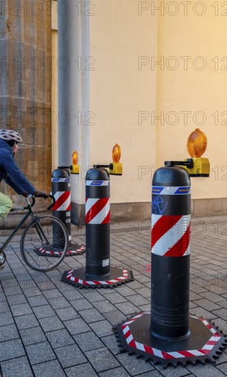 Massive bollards at Brandenburg Gate, security concept in the run-up to Christmas, Berlin, Germany