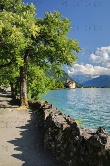 Chillon Castle on Geneva near Veytaux, Canton of Vaud, . switzerland