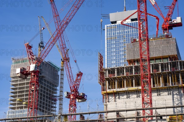 Construction site of the Covivio skyscraper in front, in the vicinity of Alexanderplatz in Berlin,
