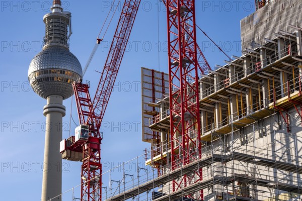 Construction site of the Covivio high-rise building in the vicinity of Alexanderplatz in Berlin,