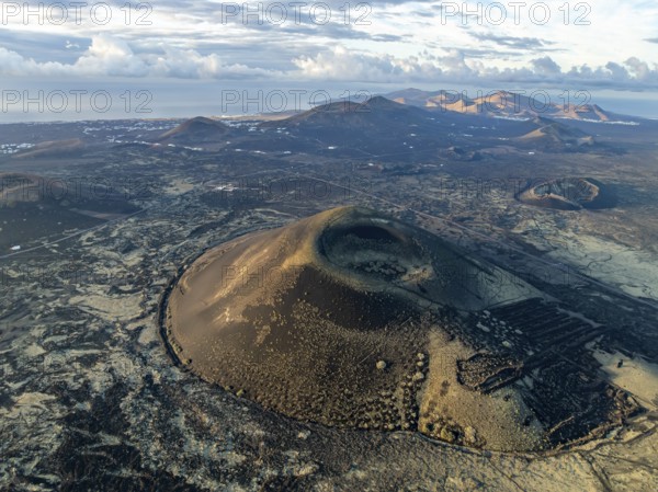 Montaña Negra volcano, picturesque volcanic landscape with volcanic craters and lava fields in