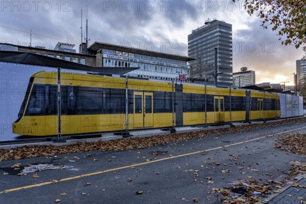 Construction site of the stop at the main train station, for the new city railway, visualization of
