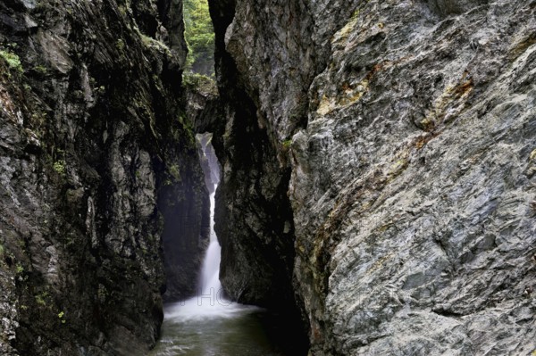 Small waterfall, Diosaz mountain river in the gorge, Gorges de la Diosaz, Les Houches,