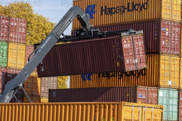 Shipping containers in the port of Mannheim. The port of Mannheim is considered one of the most