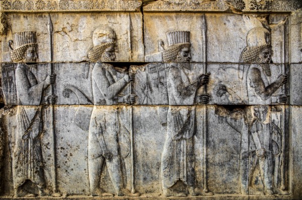 Relief detail of the delegation of peoples bringing gifts to Darius on the stairs of the Apadana