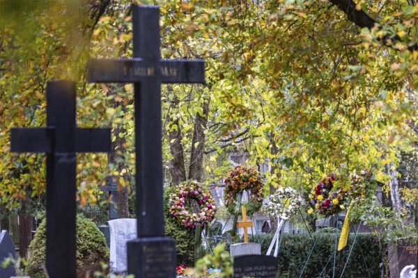 Pragfriedhof Stuttgart in autumn. November is traditionally a time for Christians to visit their
