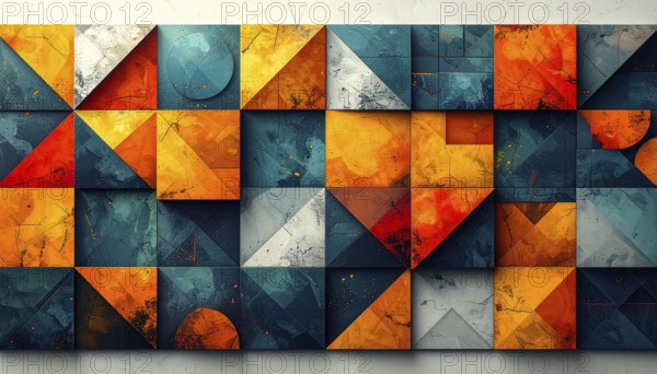 Abstract modern template, geometric effect stylized as mosaic tile, vibrant colorful business
