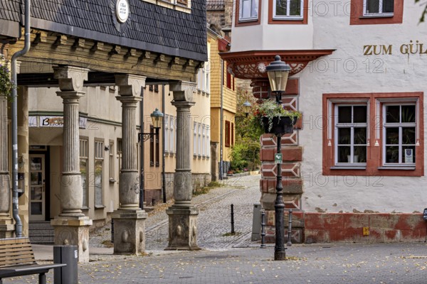 Historic old town with half-timbered houses, cobbled streets and autumnal atmosphere, the old town