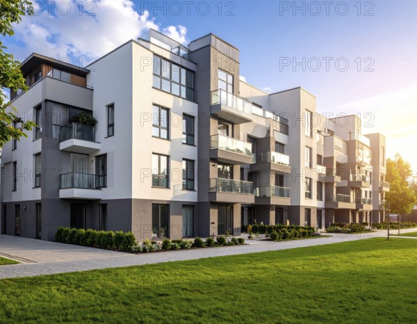 New modern block of flat, condo architecture, Residential apartment as a flat, luxury house