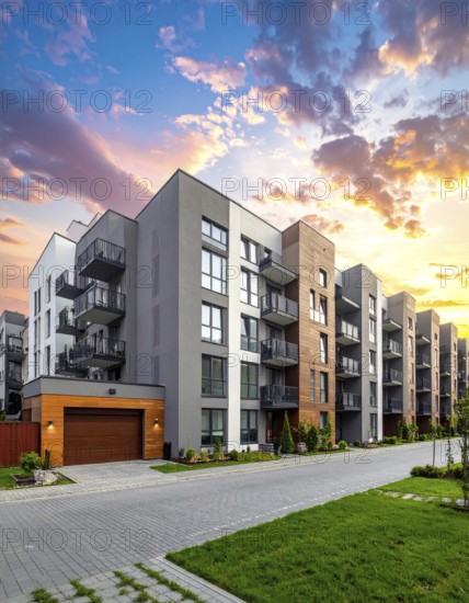 New modern block of flat, condo architecture, Residential apartment as a flat, luxury house