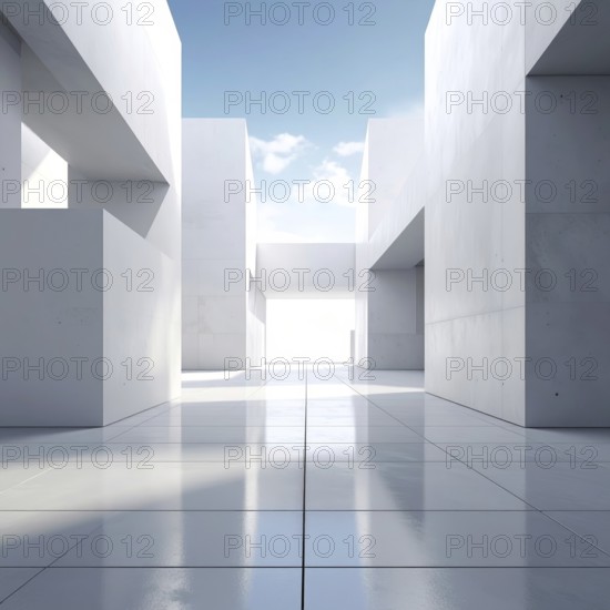 3d illustration of abstract modern architecture background, Minimal geometry architectural design,