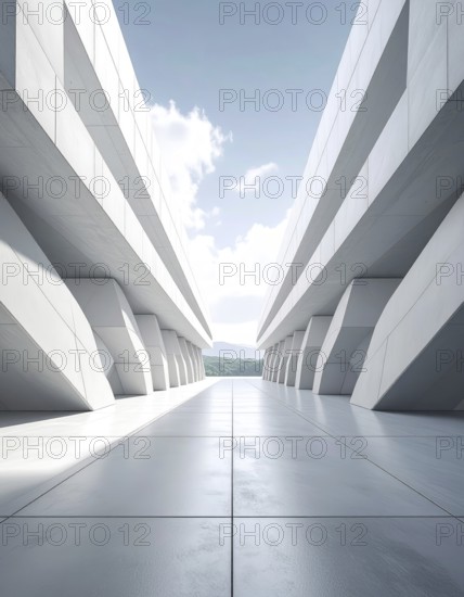 3d illustration of abstract modern architecture background, Minimal geometry architectural design,