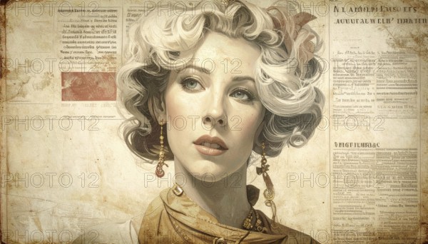 Grunge old public newspaper, texture background wallpaper illustration, vintage tattered yellow