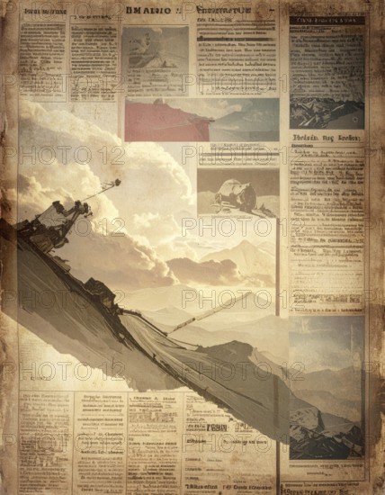 Grunge old public newspaper, texture background wallpaper illustration, vintage tattered yellow