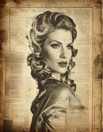 Grunge old public newspaper, texture background wallpaper illustration, vintage tattered yellow