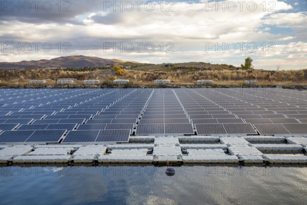 Park City, Utah - Floating solar panels provide power for Mountain Regional Water. The solar array