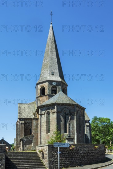 Compains, Saint Georges church, Auvergne Volcanoes Regional Park, Cezallier region, Puy de Dome,