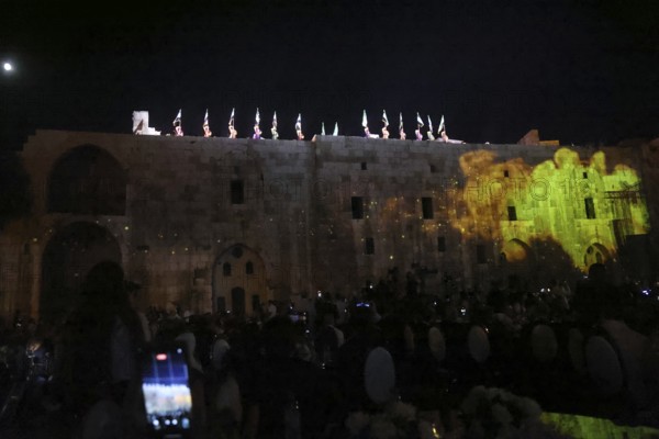 The inauguration of the Syrian Development Fund at Damascus Citadel featured light shows and stage