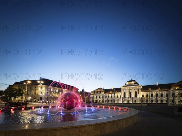 Peace fountain on Hodža Square at Grassalkovich Palace, Presidential Palace, seat of the President