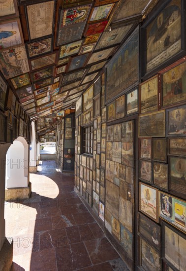 Votive plaques in the walkway around the Chapel of Grace, Kapellplatz, place of pilgrimage,