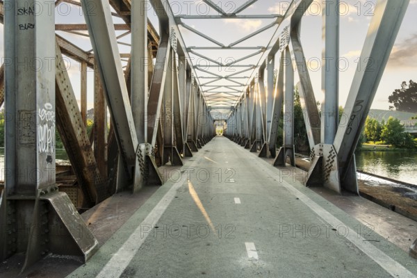 The old railway bridge being converted into the Fiesta Bridge over the Váh River, Capital of