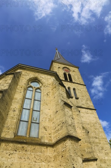 St. Martinus, catholic church, place of worship, sacral building, church tower, clock, cross,