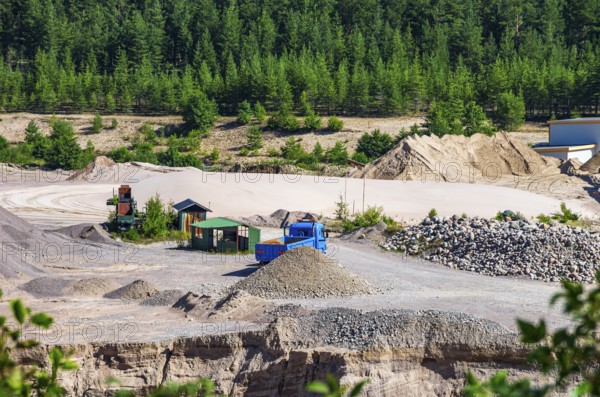 View of the sand pit of the company Radasand AB in Rada, Lidköping, Västergötland, Västra Götalands