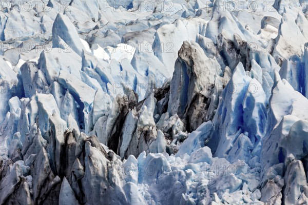 Impressive image of blue and grey glacier peaks in a frozen landscape, The ice of the Perito Moreno