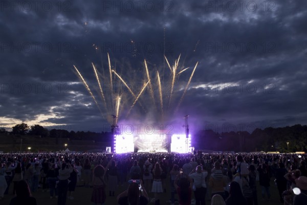 Fireworks at the end of J-Hope's performance at the Lollapalooza Festival in the Olympiastadion and