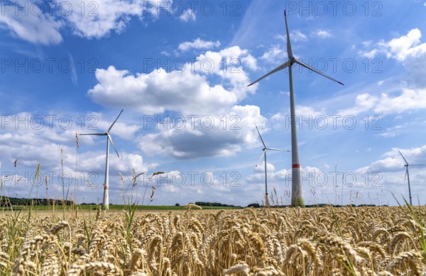 Rheurdt wind farm, south of Ismus, 3 Enercon E-115, behind Enercon E-160 WTGs, wind turbines, North