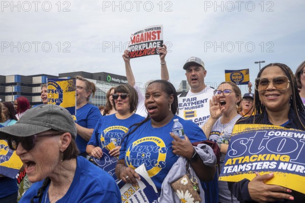 Southfield, Michigan - Nurses rally outside Corewell Health during their fight for a union contract
