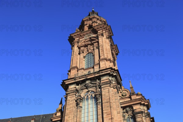 Tower of the new church. Today the building is used as an assembly hall and banqueting hall of the