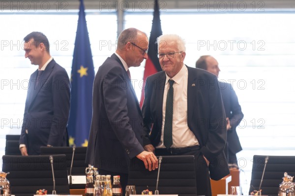 Friedrich Merz (CDU, Federal Chancellor) and Winfried Kretschmann (Bündnis90/Die Grünen, Minister