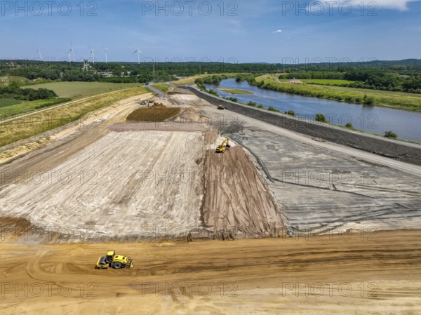 Haltern-Marl, North Rhine-Westphalia, Germany - Lippe, flood protection in the