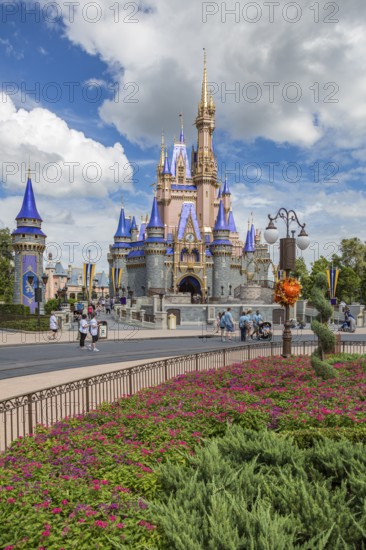 Cinderella's Castle at the end of Main Street in the Magic Kingdom at Walt Disney World, Orlando,