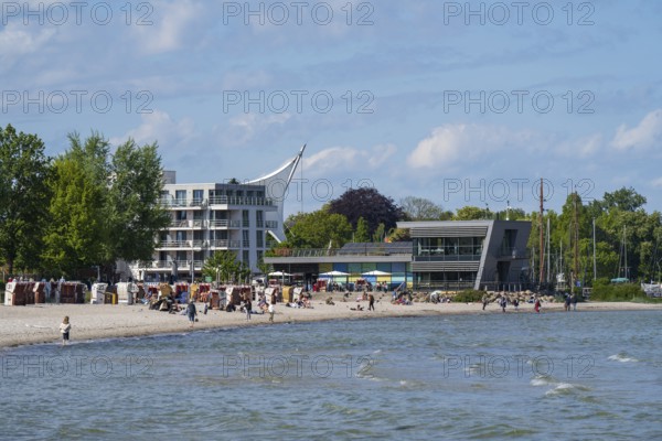 Baltic Sea Info Centre, sandy beach, spa beach, coastline, Eckernförde, Baltic Sea,