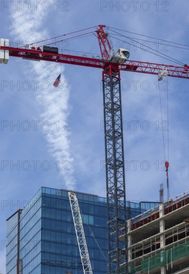 Detroit, Michigan - Construction of the 25-story JW Marriott Detroit Water Square hotel. The