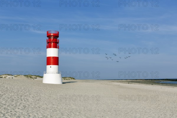 Lighthouse Helgoland dune on the south beach, red and white, Helgoland dune, island Helgoland,