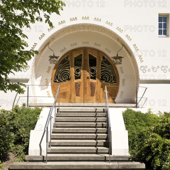 Entrance, Great House Glückert by Joseph Maria Olbrich, Mathildenhöhe, UNESCO World Heritage Site,