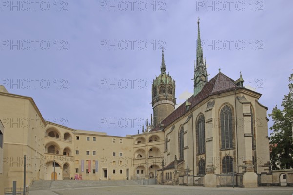 Gothic castle with castle church, UNESCO, Luther city Wittenberg, Fläming, Saxony-Anhalt, Germany