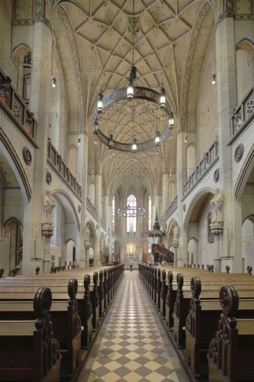 Interior view of the Gothic UNESCO castle church, castle, Luther city Wittenberg, Fläming,