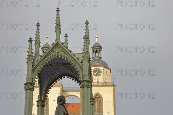 Melanchthon Monument and Gothic St Mary's Church, Philipp Melanchthon, Monument, Market Square,